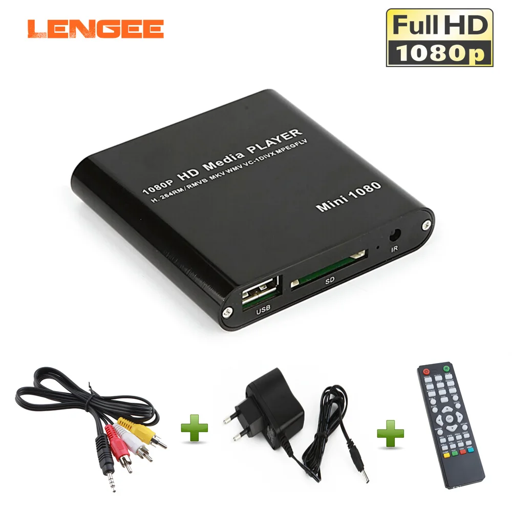 Портативный ЕС Plug Full HD 1080 P USB внешний мини HDD плеер с SD MMC Card Reader хост Поддержка RMVB MKV WMV HDMI Media Player