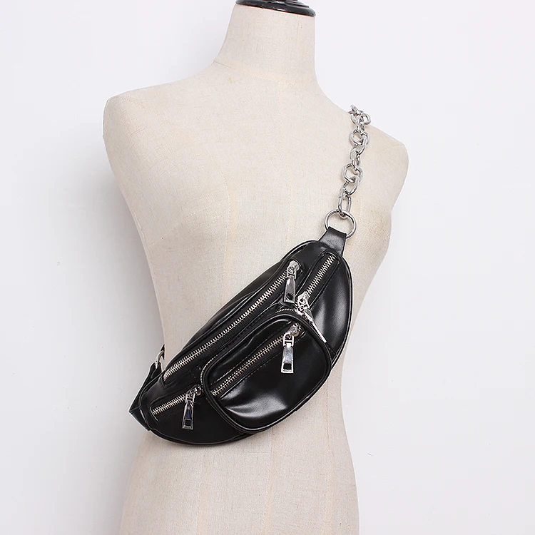 

New Women Waist Bag Spring Summer Multifunction Rivet Pack Fashion Bag Version Chain Slanting Pockets Female Chest Bag 724