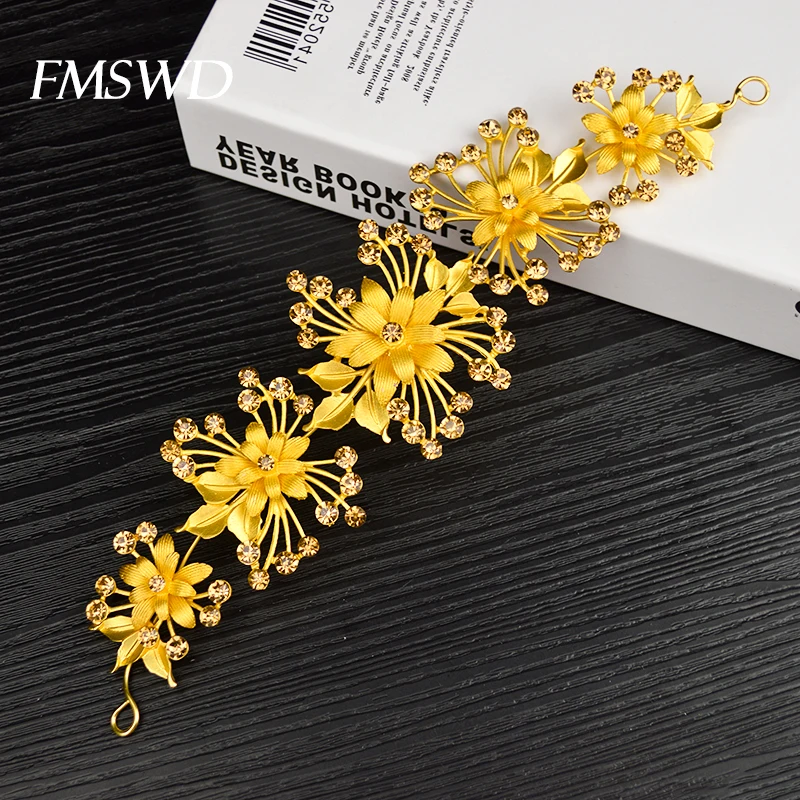 

Vintage Gold Crystal Bridal Headbands Wedding Headpieces Hair Accessories Bride HairBand Handmade Party Hair jewelry Headdress