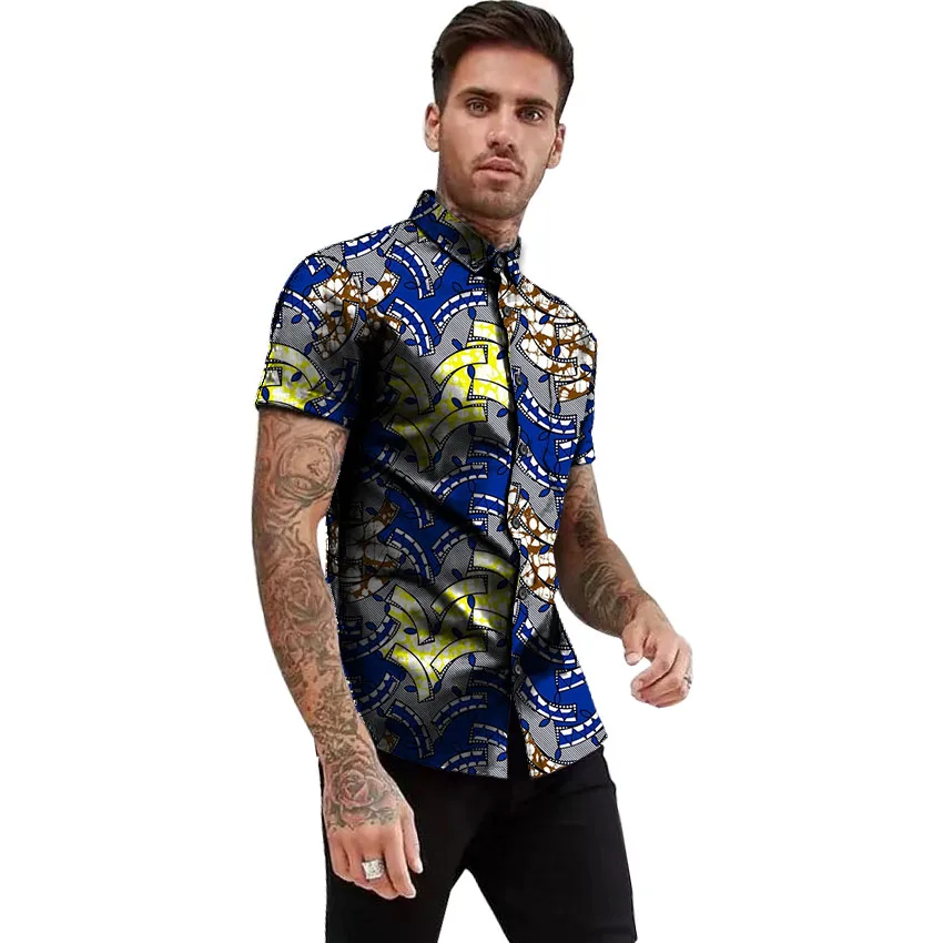 

Spring Fashion Mens Dress shirts Africa Festive Clothing Ankara Clothes African Print Tops short Sleeve Tops Africa Men Clothes