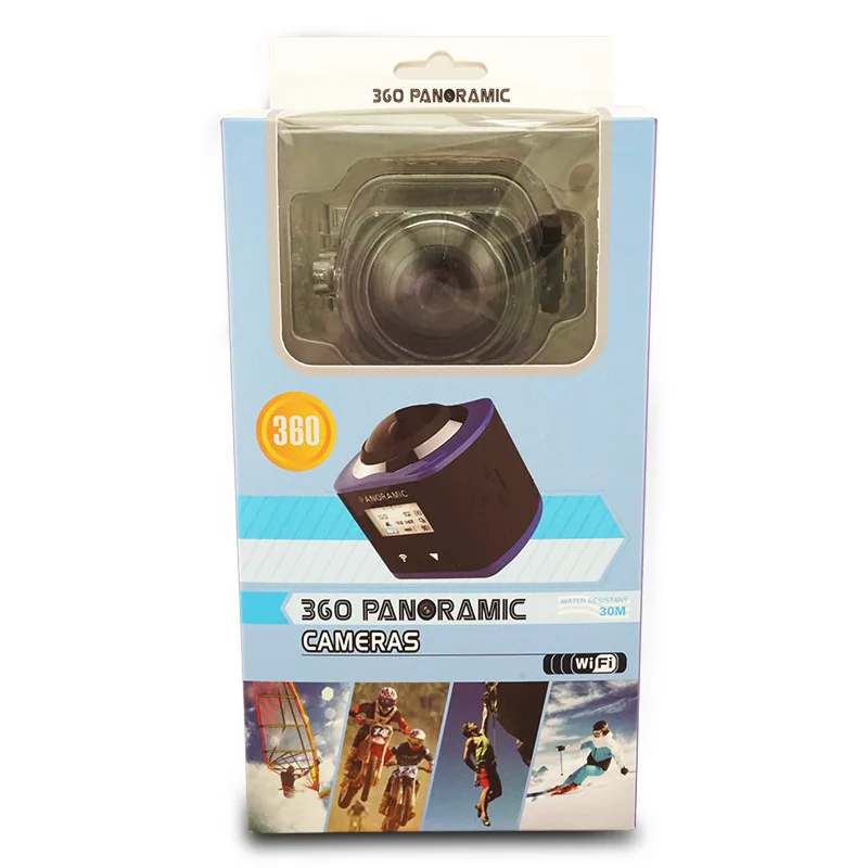 360 Panoramic Action Camera Wide Angle WiFi Waterproof Camera 2448*2448 /30fps Full HD Cam 16MP R360 camera