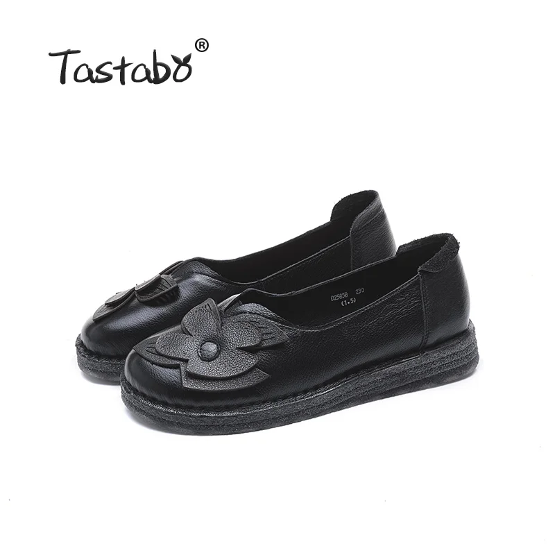 Tastabo/Новая Летняя женская обувь; обувь на плоской подошве; обувь для отдыха и работы; однотонная Дизайнерская обувь на низком каблуке с мягкой подошвой - Цвет: Black