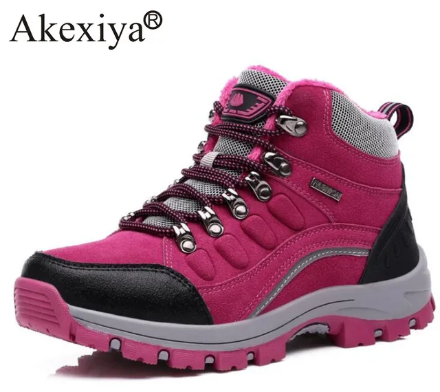 Akexiya Women Winter Hiking Shoes Boots Camping Climbing Shoes Female Sneakers Breathable Mountain Walking Boots Warm Plush