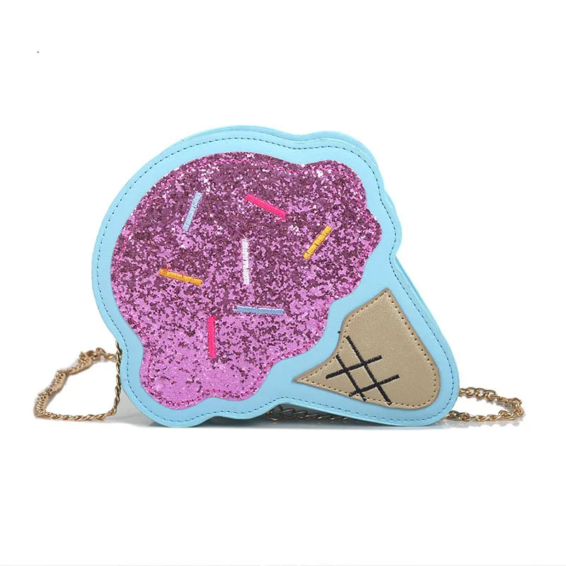 

50pcs/lot Cute Creative Ice Cream Shape Design PU Leather Crossbody Bag for Women Girls Shoulder Chain Messenger Bags