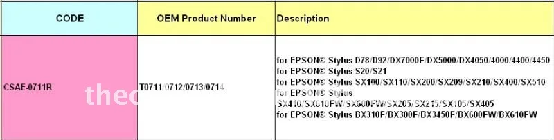 ARC-0711R) Автоматическое пополнение чернил картриджа чип для Epson T0711-T0714 стилус SX209 SX210 SX400 SX510 SX410 SX610FW SX610 V6.0