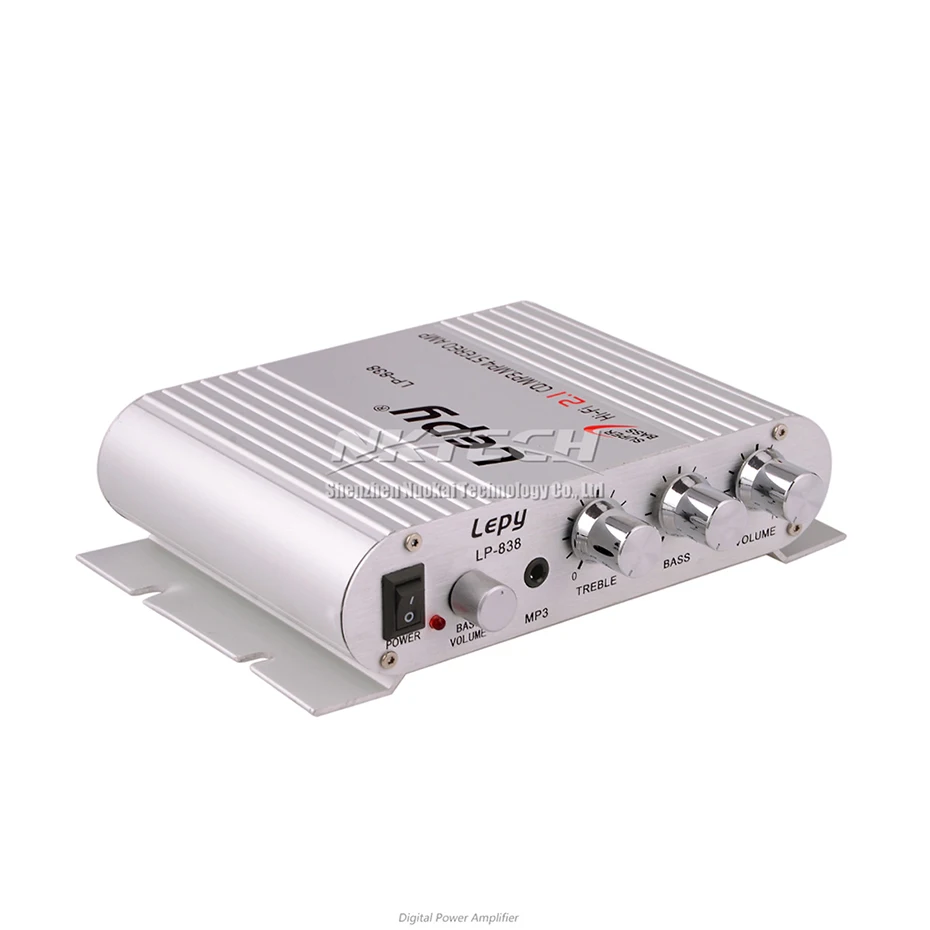 Цифровой автомобильный мини усилитель мощности LP 838 Lepy 2.1CH 20 Вт 2x15 Hi Fi MP3 MP4 Стерео
