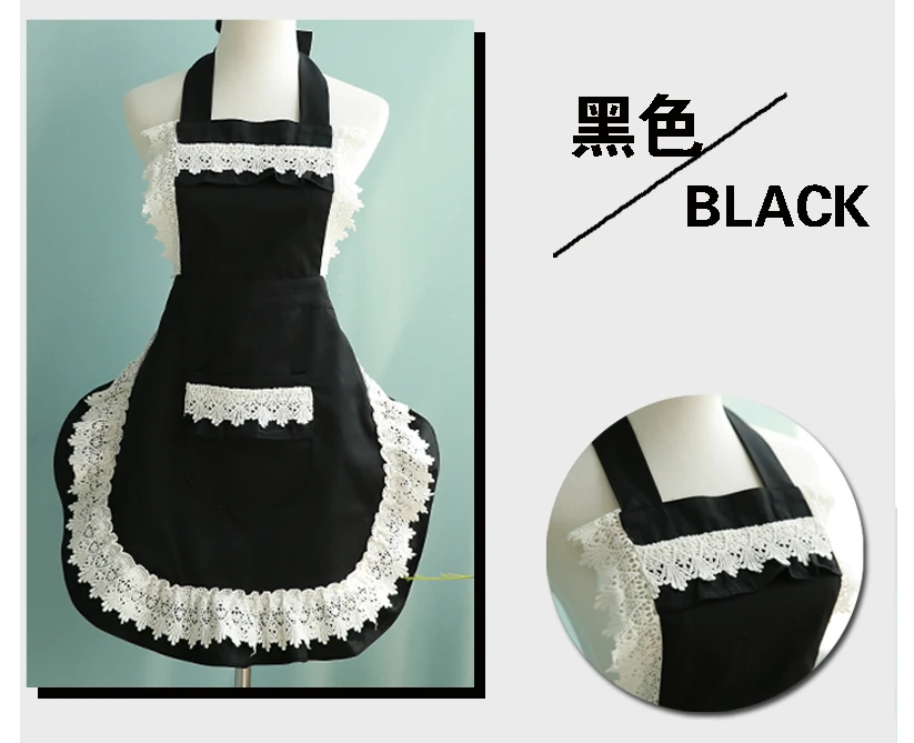 Adjustable Lovely Lace Work Apron Home Shop Kitchen Cooking Women Ladies Aprons with Pocket for Gift Delantal Tablier