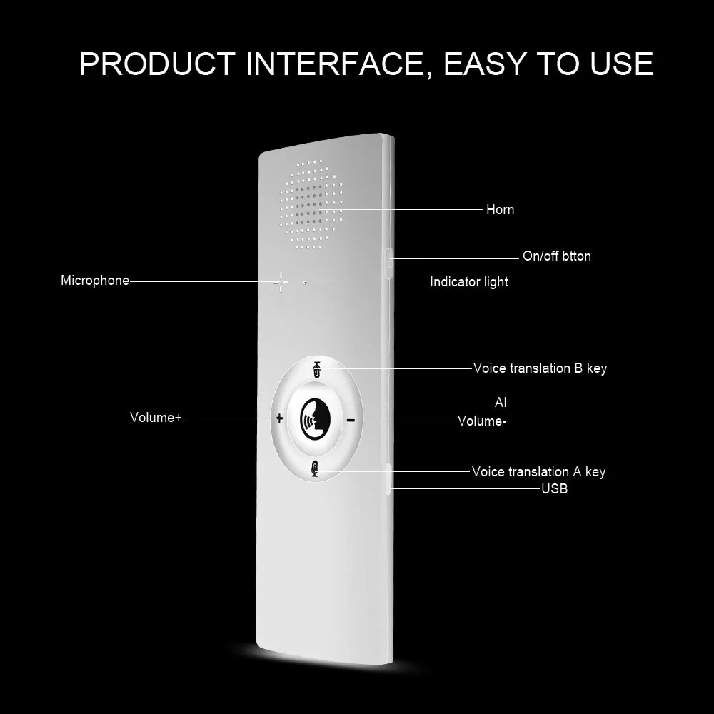 

Real Time Intelligent Two-Way Instant Voice Translator simultaneo 40 Language Travel Business Speech Portable Smart Translation