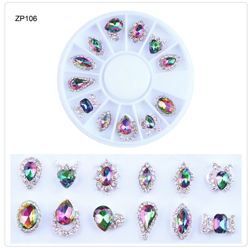

1Box Nail Crystal Stone Rainbow 12 Design 3D Nail Rhinestone &Crystal Glitter For DIY Manicure Art Decorations Accessories @#ZP1