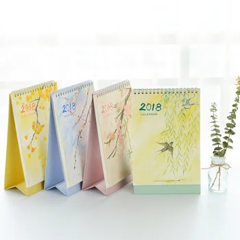 

1pcs a custom awesome new 2018 watercolor style vertical desk calendar desktop note desk calendar
