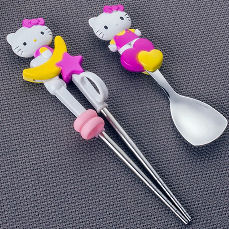 304 детские палочки для еды из нержавеющей стали с рисунком Hello Kitty детская