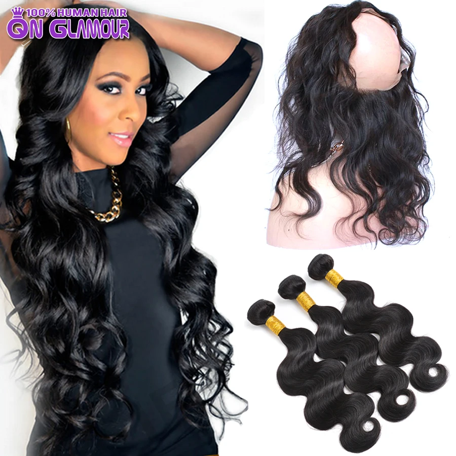 

Brazilian Virgin Hair With Closure Body Wave With Closure 360 Lace Frontal With Bundle Human Hair Bundles With 360 Frontal