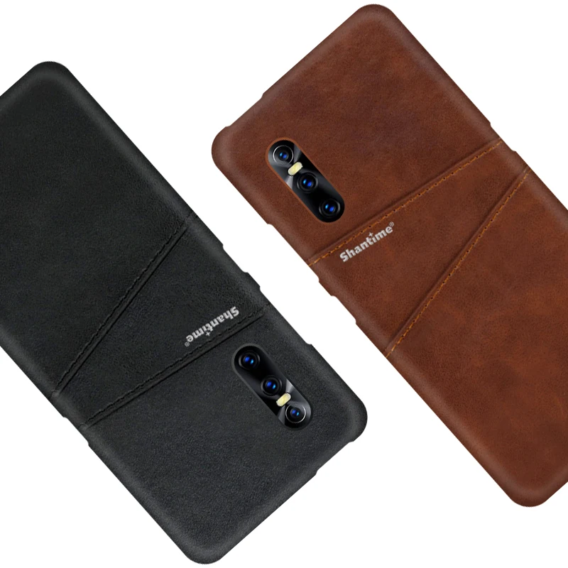 Luxury Vintage Leather Back Cover For Vivo V15 Pro Phone Case For Vivo X27 Card Slot PU Leather Case