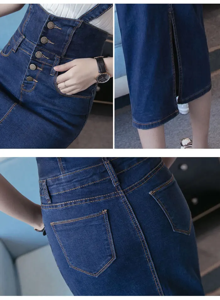 Длинная джинсовая юбка с ремешками женские джинсовые юбки на пуговицах Плюс Размер Длинная юбка-карандаш с высокой талией джинсовые юбки