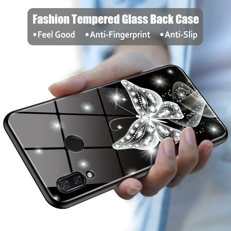 

JONSNOW Glass Case for Huawei Nova 3 6.3" Tempered Glass Back Case Full Glass Cover TPU Soft Edge Phone Cover Capa Fundas