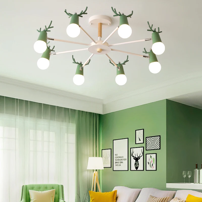 Children Kids Antler Ceiling Light Nordic Lighting Led Ceiling Lamp For