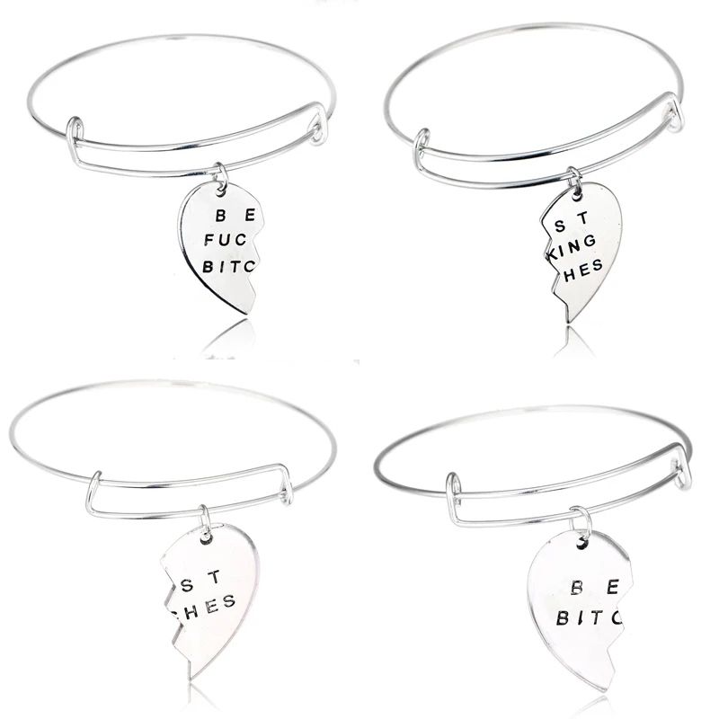 

Best Friend Series Broken Heart Bracelet Friend Xmas Gifts Love Girls Friendship Jewelry Expandable Wire Bracelets Charm Bangle