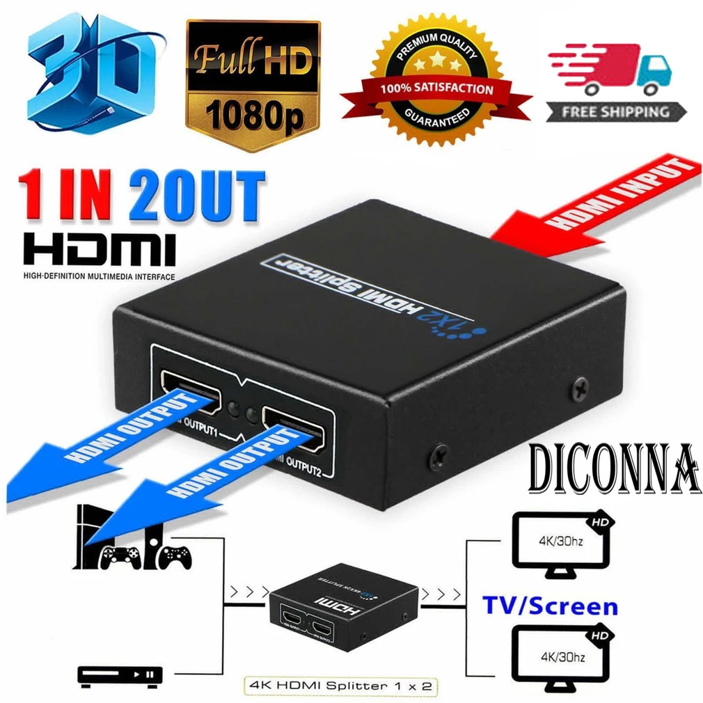 HD Full HDMI 1X2 Splitter ретранслятор усилители домашние 3D 1080 P 4 к переключатель коробка 1 в 2 из