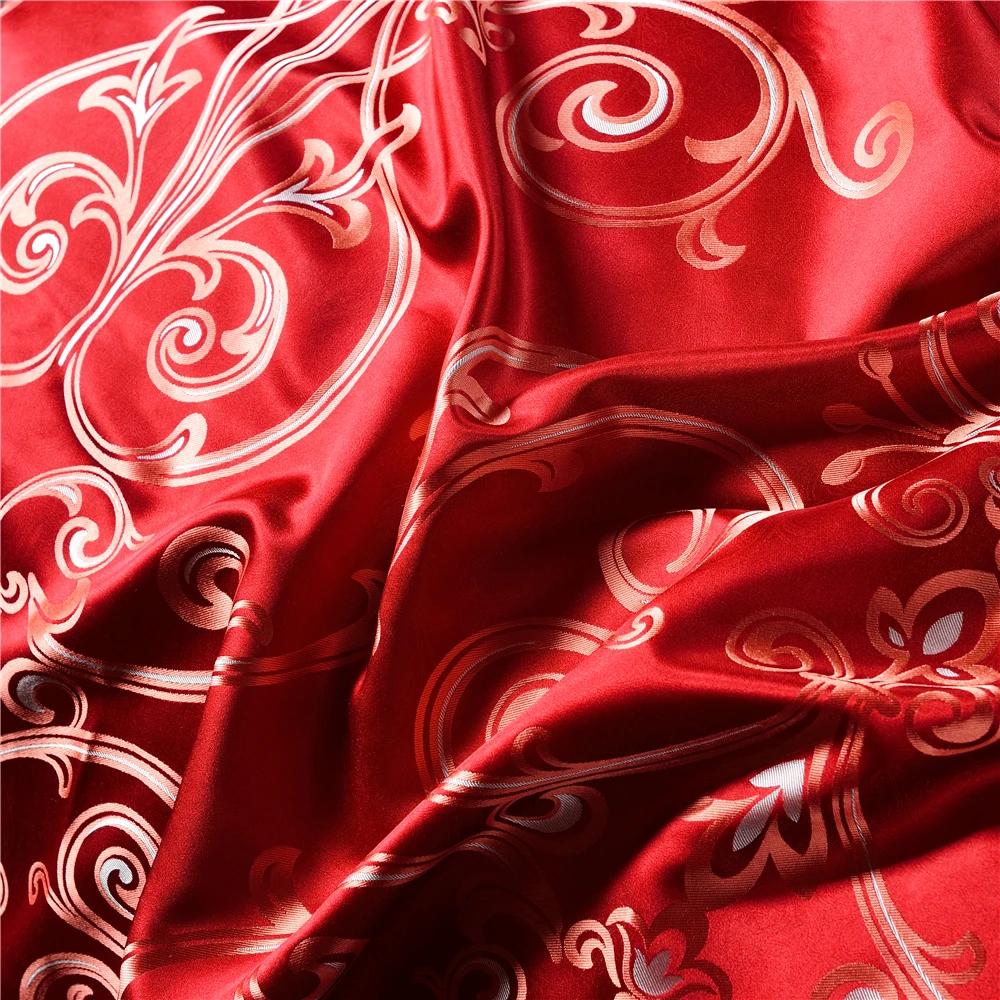 HS الجاكار الحرير 28 Momme التوت الحرير 4 قطع الفراش مجموعات الملك الحجم الفاخرة طاقم غرفة نوم حاف الغطاء شقة ورقة كيس وسادة