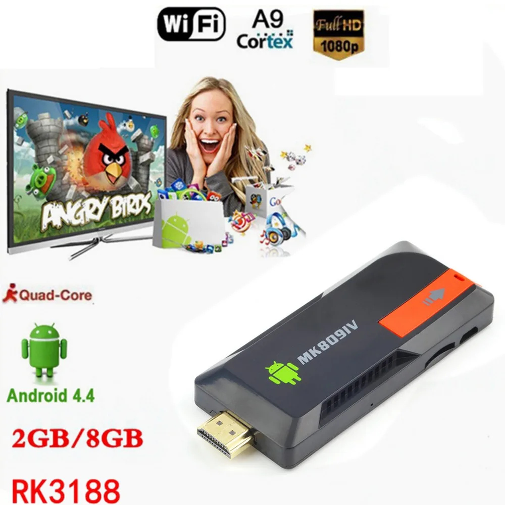 Новый MK809IV Smart ТВ 2 GB 8 GB Android ТВ коробка Беспроводной донгл Android Mini PC 4 ядра RK3188T Флешка игра Стик