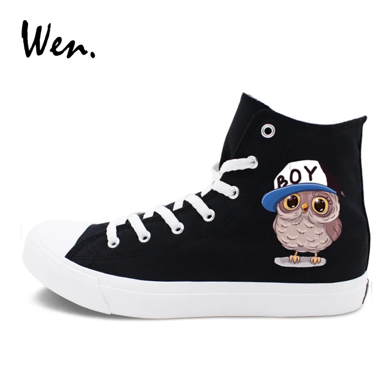 ون تصميم أسود أحذية بيضاء من القماش الكتاني الكرتون الحيوان البومة الأطفال كاب الوردي ربطة القوس فيونكة للجنسين أحذية رياضية سكيت حذاء عالي... ون تصميم أسود أحذية بيضاء من القماش الكتاني الكرتون الحيوان البومة الأطفال كاب الوردي ربطة القوس فيونكة للجنسين أحذية رياضية سكيت حذاء عالي...