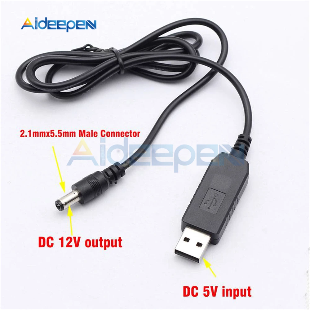 USB DC 5 в к DC 12 В повышающий кабель модуль конвертер Мужской Разъем 2,1x5,5 мм