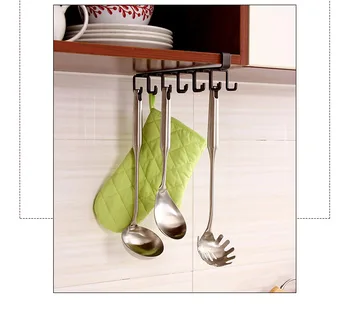 

27.5*4.4*7cm Kitchen Storage Rack Cupboard Hanging Hook Iron No Trace Suspension Hook Multifunction Hanger Storage Organizer