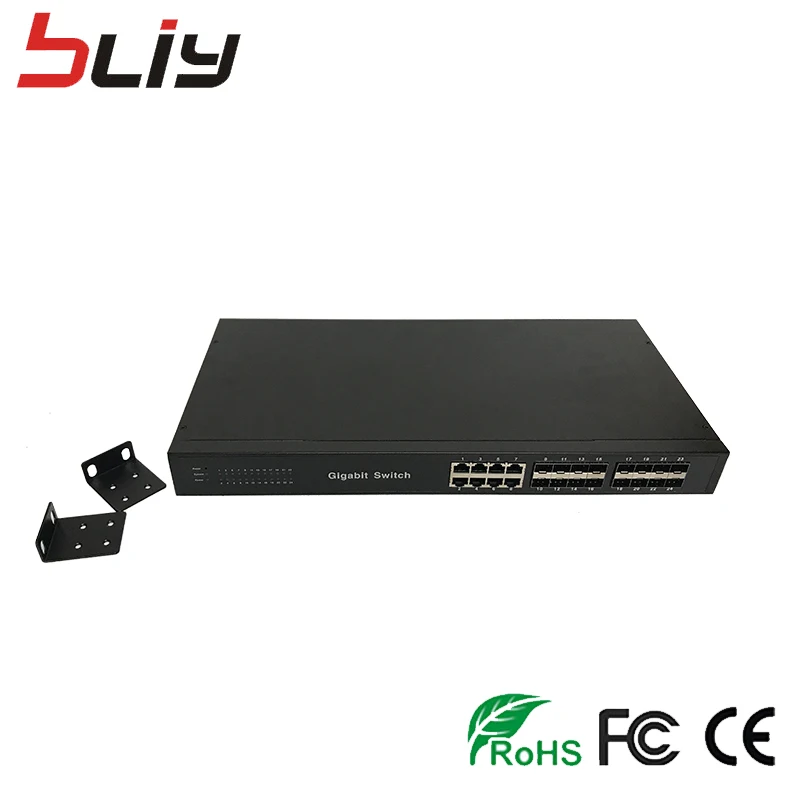 Gigabit Managment fiber optic switch 8 ethernet 16 fiber port smart switch ftth server device fiber equipment media converter