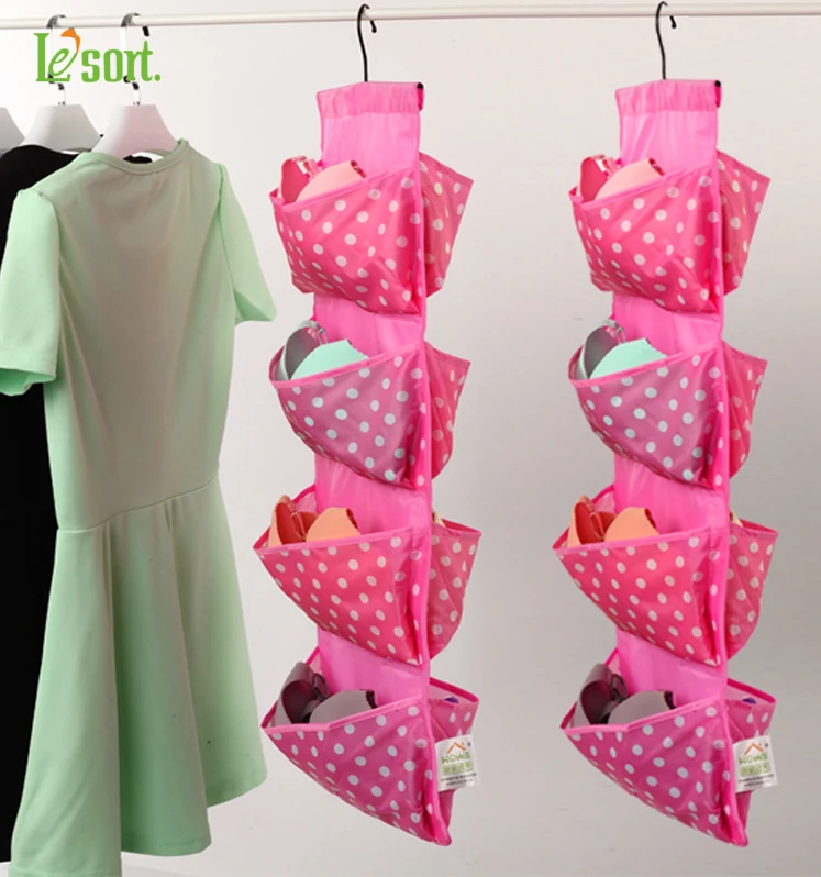 

[DROPSHIPPING AVAILABLE] Durable Hanging Closet Double Sided Bra Stocking Clothes Socks Organizer with Large Pockets