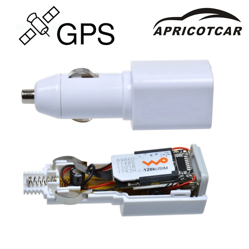 APRICOTCAR Mini Real Time GPS Tracker GSM GPRS Vehicle Tracking Automotive Equipment USB Car Charger Travel Portable Positioner
