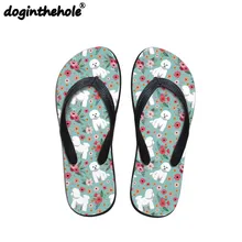 Doginthehole спортивные сандалии женские бишон фризе печать пляжная обувь плоские Вьетнамки спортивные тапочки женская обувь кроссовки Новинка