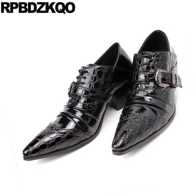 Tacón Alto Los Cocodrilo De Con Puntiagudo Grande Zapatos Oficina vino Del 11 46 Dedo Pie Tamaño Negro Piel Serpiente Hebilla Negro Vestir Tinto Hombres Borgoña 86vzqAW