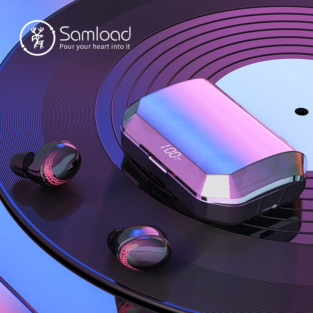 

Samload HIFI Bluetooth 5.0 Earphone touch Earbud Tue Wireless Headphone with LED Display 3000mAh Charger box Supports Power Bank