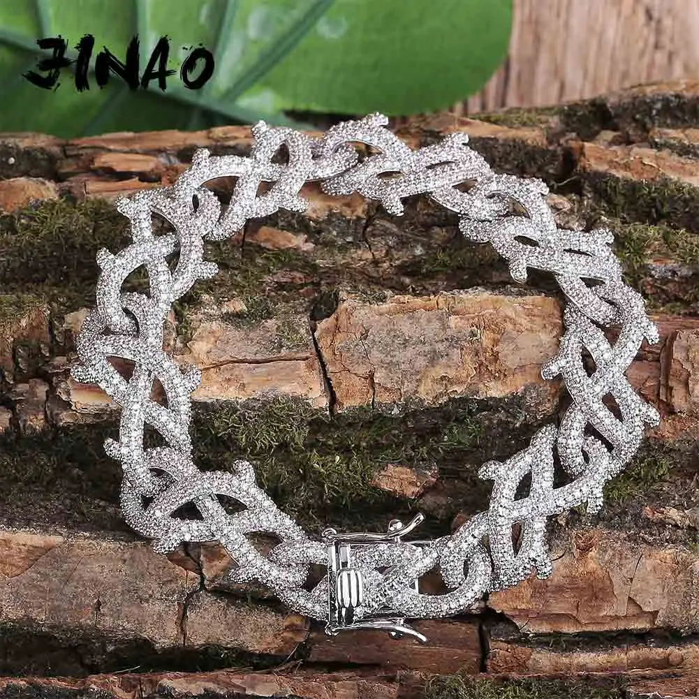 JINAO Новая мода 15 мм хип хоп ювелирные изделия кубинская цепь ледяные цепи Bling кубический циркон brambles ожерелье мужской женский подарок