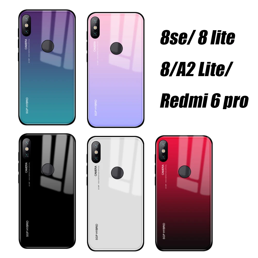 Градиентный чехол из закаленного стекла для Xiaomi mi A2 lite 8 xiomi light se a2 redmi 6 pro мягкий