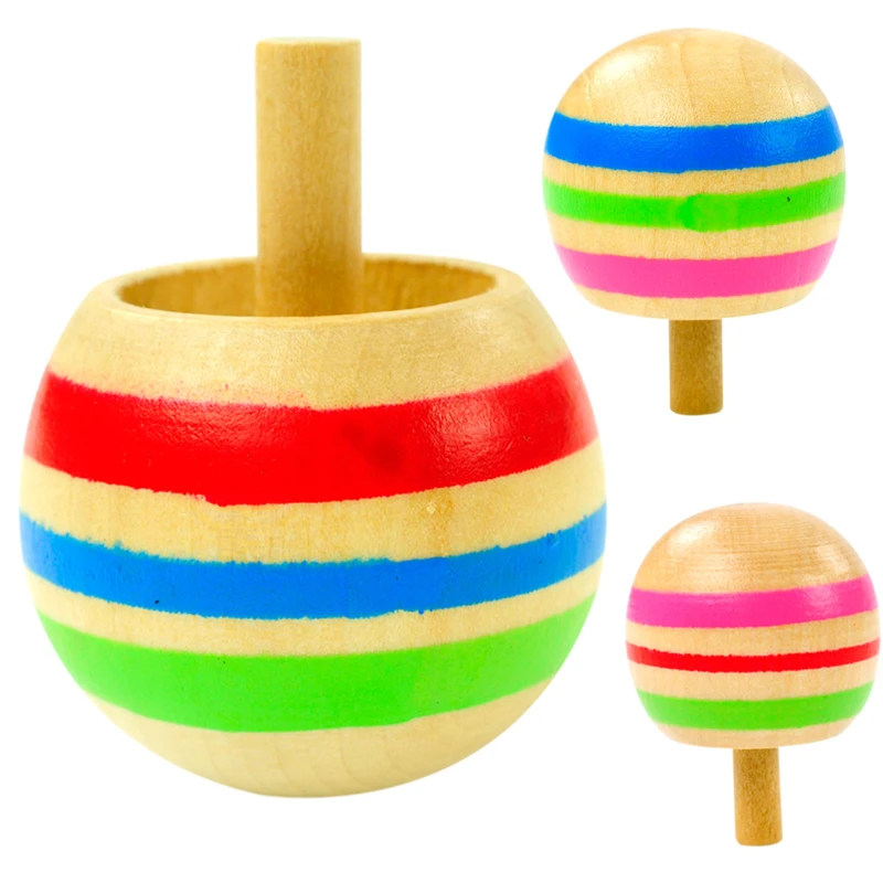 

3pcs/lot Wooden Fun Headstand Children Brain Teaser Early Education Toy Various Size Wooden Spinning Top Kids Puzzles Toy Gift