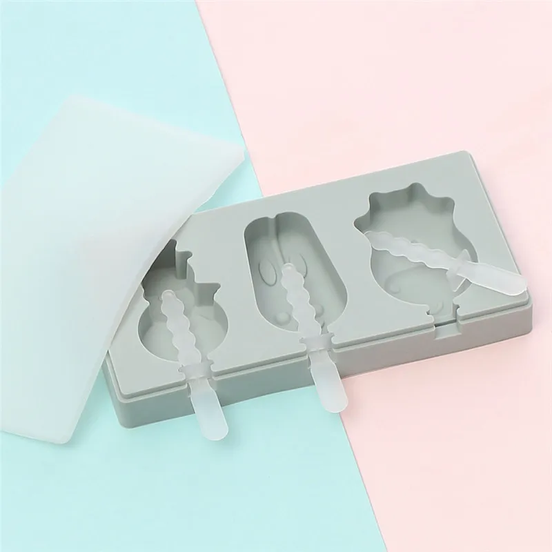 Covered Cartoon 3 Piece Ice Cream Ice Cube Mold Kitchen 2 Colors Multi-type Silicone Homemade Manual Diy Ice Cream Mold Home