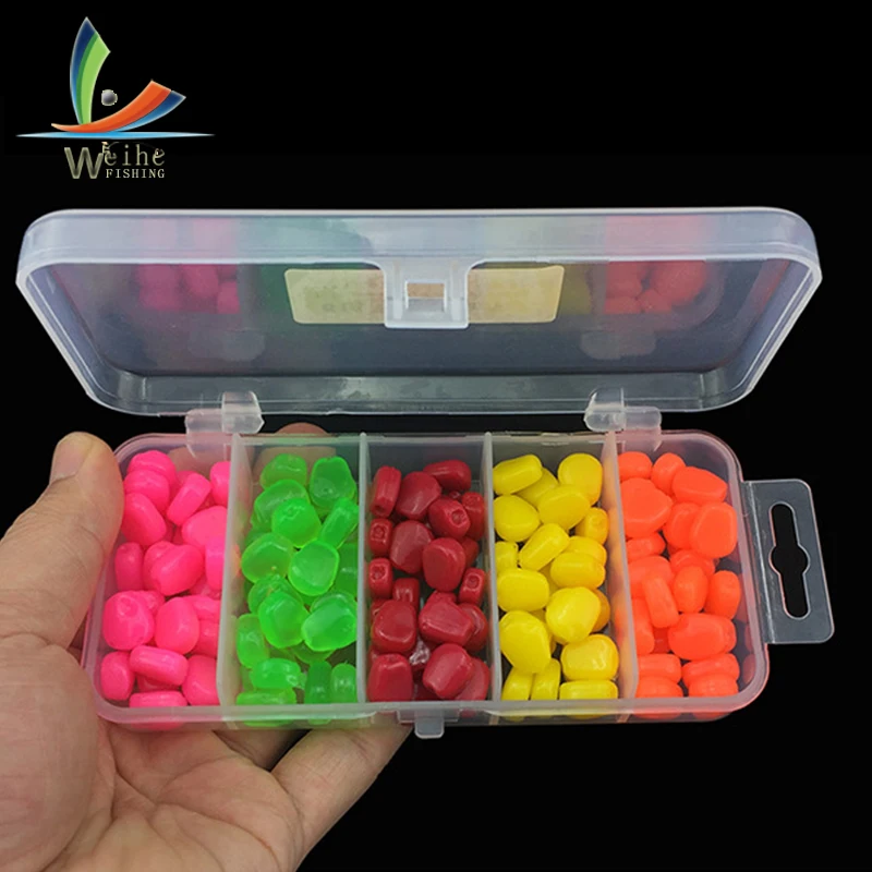 125pcs 4 colors with box soft fishing lure Grass Carp Baits Corn kernels jig carp tackle | Спорт и развлечения