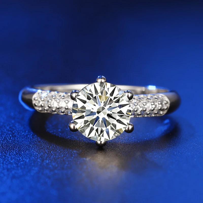 

NOT FAKE Round Cut S925 Sterling Silver Ring SONA Diamond solitaire Fine Ring Unique Style Love Wedding Engagement