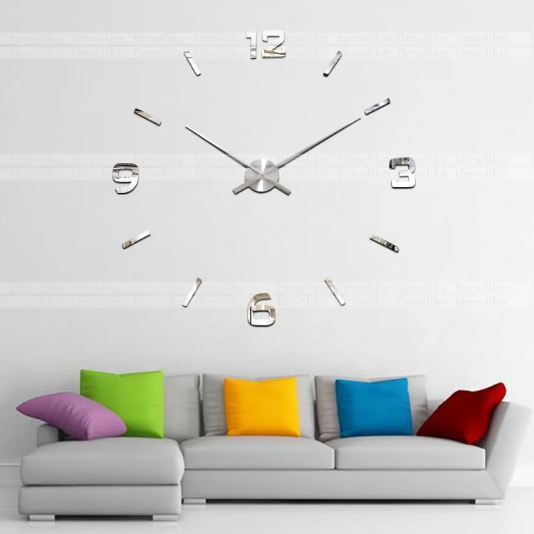 DIY Large Home Decor 3D Wall Clock Mirror Stickers Big Watch Horloge Quartz Clock Needle