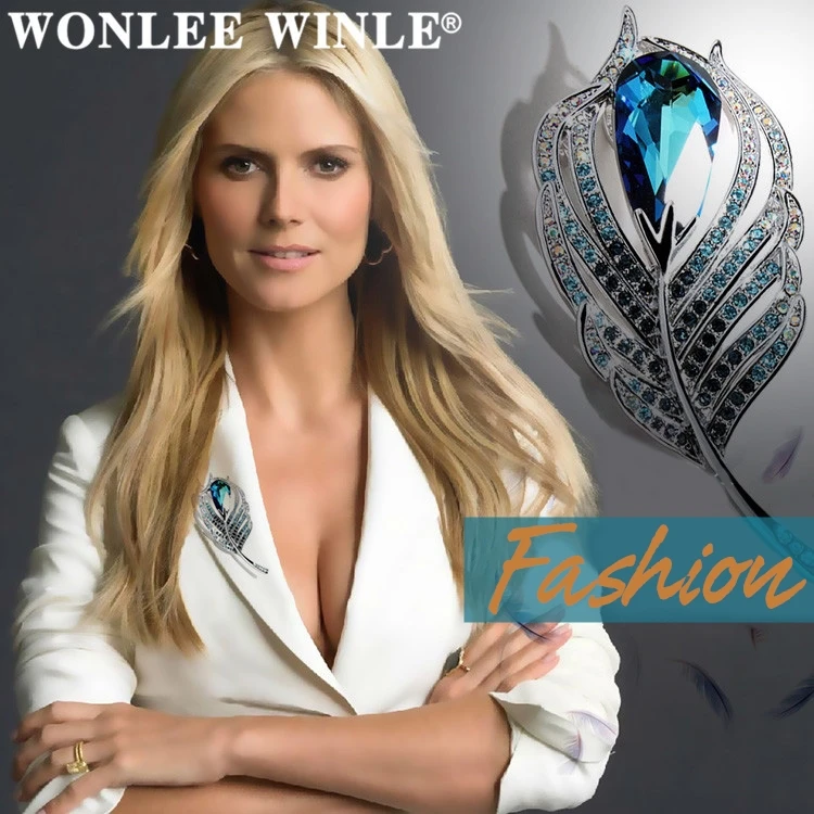 Wonlee Winle Высокое качество Австрия кристалл лист Броши для женщин модные ювелирные изделия