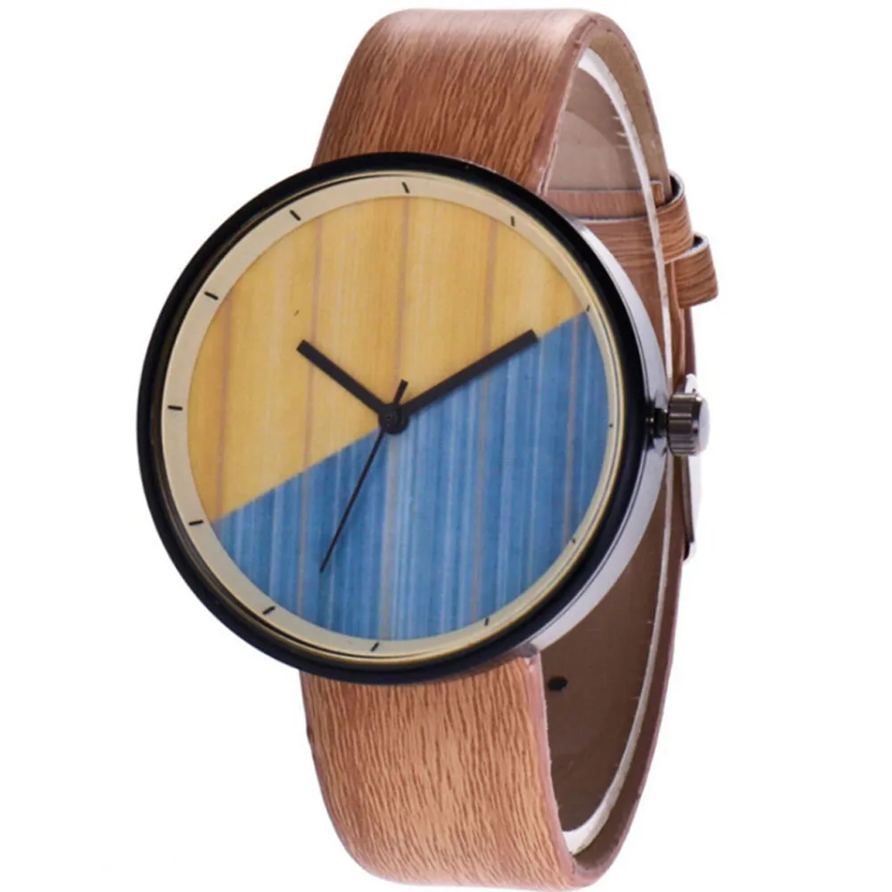 

Wood Grain Creative Young Men And Women Half Color Quartz Lovers Watch Men Women lovers children watch Luxury Casual_12.3