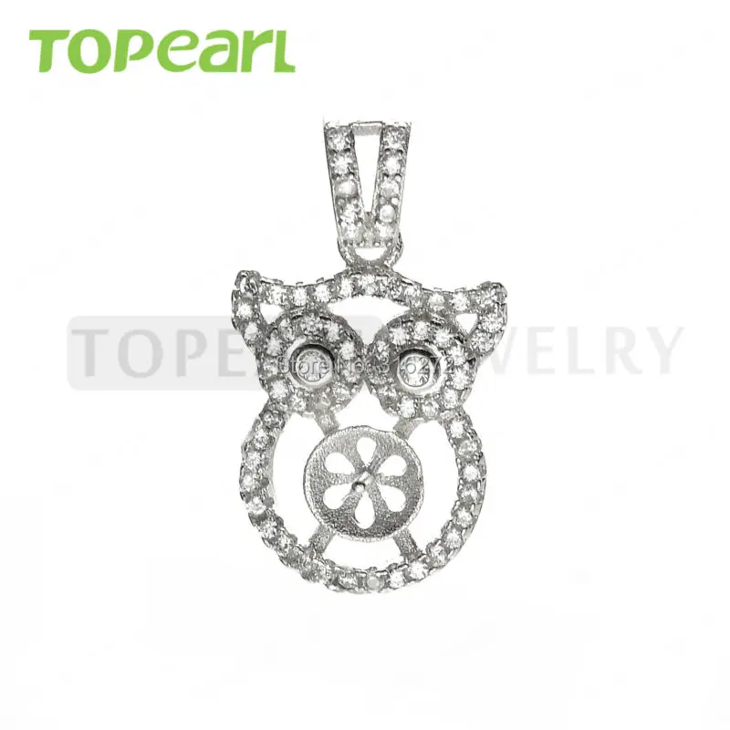 

9PM120 CKKU Jewelry 5pcs/LOT 925 Sterling Silver Cute Owl Tiny Cubic Zirconia Pendant Findings for DIY Jewelry Making