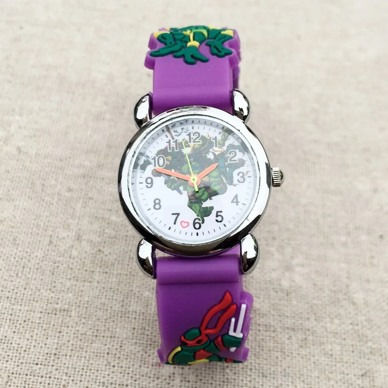 Детские часы с мультяшными черепашками-ниндзя для детей, студентов, девочек, кварцевые 3D наручные часы с силиконовым ремешком Clcok E09