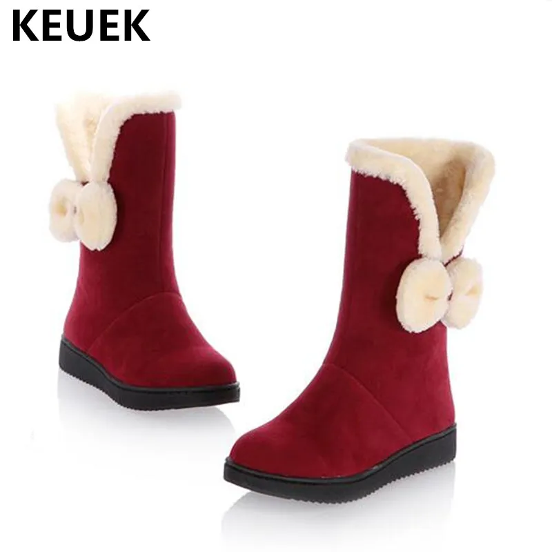 

2018 New Winter Butterfly-knot Girls Snow Boots Children Thickened Plush High Boots Kids Shoes Warm Flock Baby Student Shoes 02
