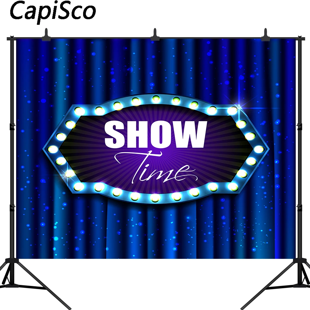 Capisco синий сценический фон для фотосъемки музыкальное шоу время для детского праздника в честь Дня Рождения портретный фон для фотосессия