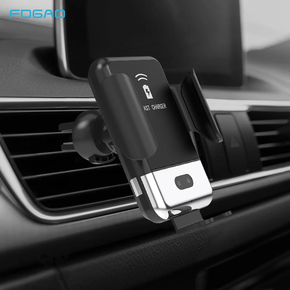 

Automatic Clamping 10W Fast Qi Car Wireless Charger Infrared Sensor Car Charging Stand For iphone X XS MAX XR 8 Samsung S10 S9