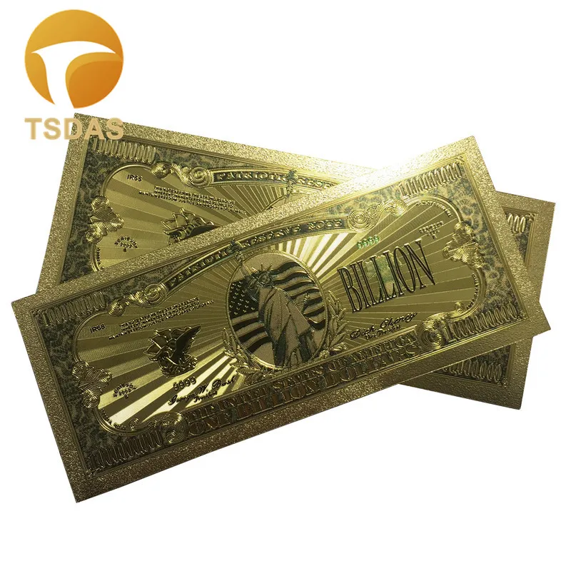 

10pcs/lot USA Color Gold Banknotes 1 Billion Dollars Banknote in 24K Gold Plated Replica Banknote in Colors For Collection