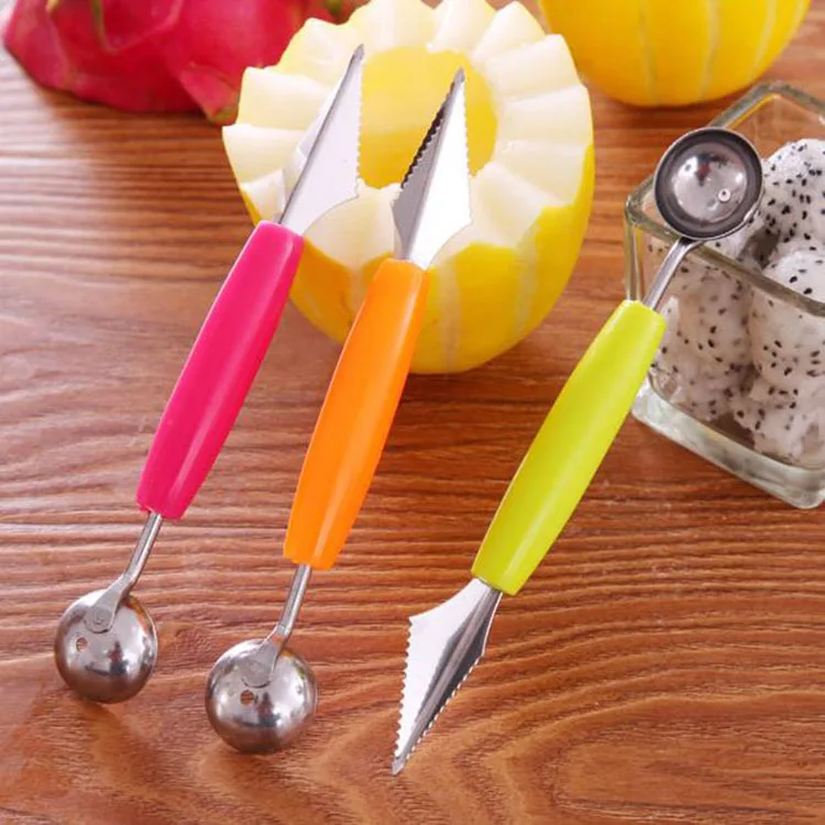 Double-Head Stainless Steel Fruit Carving Knife Cutter Cut Watermelon Ice Cream Dig Ball Scoop DIY Assorted Cold Dishes Tool Double-Head Stainless Steel Fruit Carving Knife Cutter Cut Watermelon Ice Cream Dig Ball Scoop DIY Assorted Cold Dishes Tool