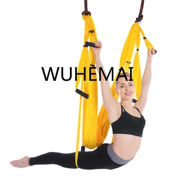WUHEMAI Anti gravity Yoga Hammock Swing Parachute Fabric Inversion Therapy High Strength Decompression Hammock Yoga